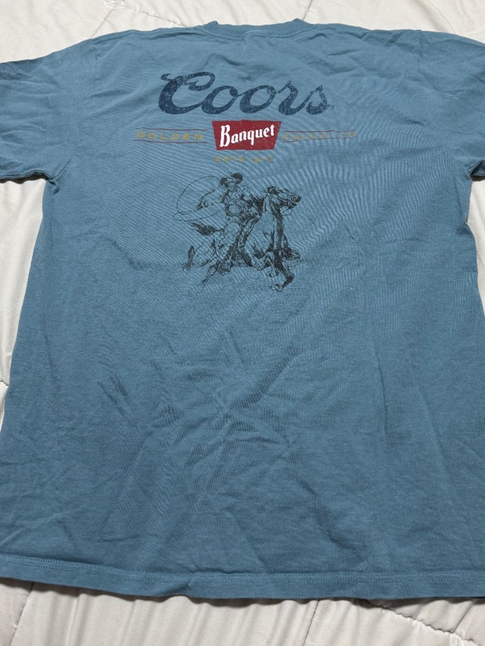 Tee Luv Coors Banquet T-Shirt Medium Blue 100% Cotton
